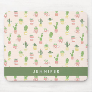 Add Your Name   Cute Cactus Pattern Mouse Mat
