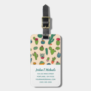 Add Your Name   Cute Cactus Standing Pattern Luggage Tag