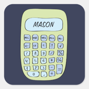 Add your name cute calculator name template square sticker
