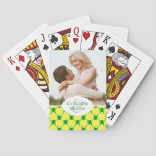 Add Your Name Cute Cartoon Frogs Playing Cards