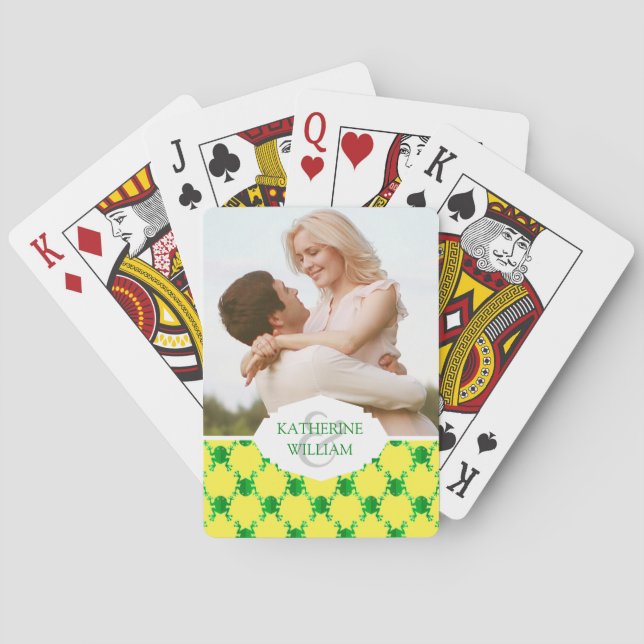 Add Your Name | Cute Cartoon Frogs Playing Cards (Back)