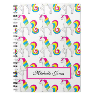 Add Your Name Cute Colourful Unicorns Homeschool Notebook