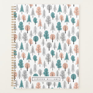 Add Your Name   Cute Doodle Forest Pattern Planner