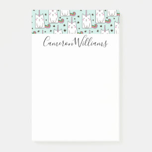 Add Your Name Cute Hand Drawn Unicorn Cat Post-it Notes