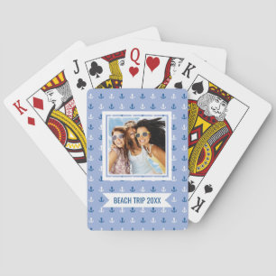 Add Your Name Cute Little Anchor Pattern Playing Cards