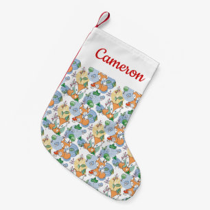 Add Your Name   Cute Little Fox Pattern Small Christmas Stocking