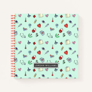 Add Your Name   Cute Medical Icon Pattern Notebook