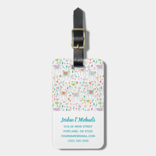 Add Your Name   Cute Pastel Llama Pattern Luggage Tag