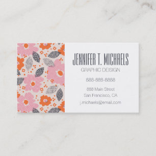 Add Your Name   Cute Retro Floral Pattern Business Card