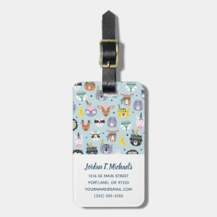 Add Your Name Cute Tribal Face Pattern Luggage Tag