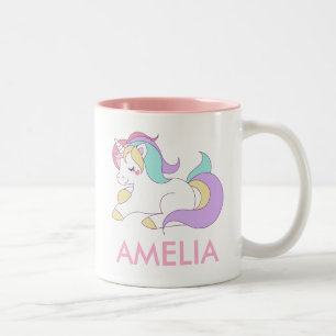 Add Your Name Cute Unicorn Personalised Two-Tone Coffee Mug