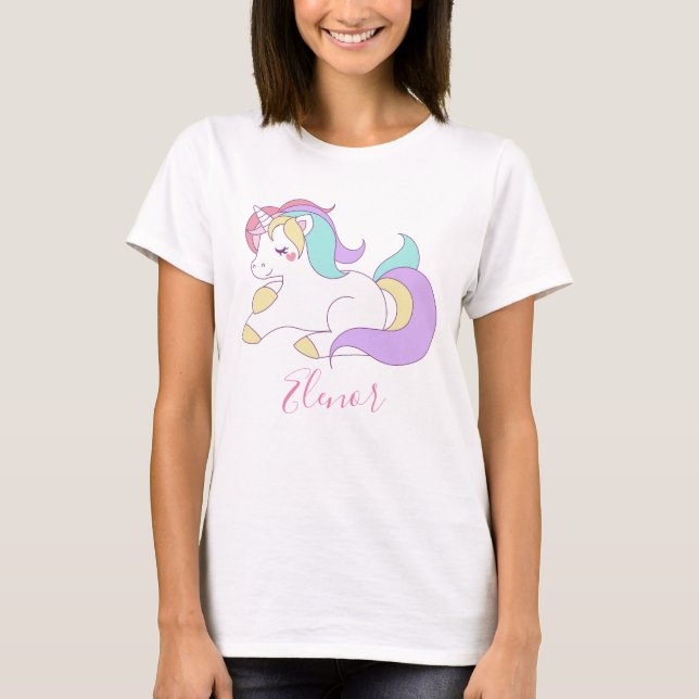 Add Your Name Cute Unicorn T-Shirt (Front)