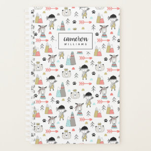 Add Your Name Cute Woodland Animals & Indian Boy Planner