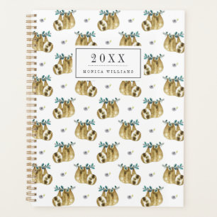 Add Your Name Cutie Pie Watercolor Sloth Pattern Planner