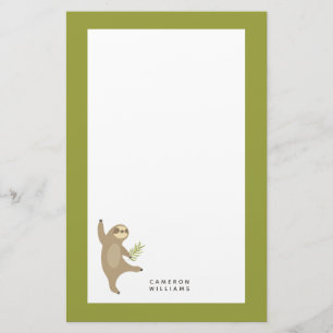 Add Your Name Dancing Sloth Why Not? Stationery