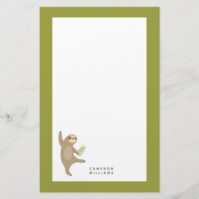 Add Your Name | Dancing Sloth | Why Not? Stationery (Front)