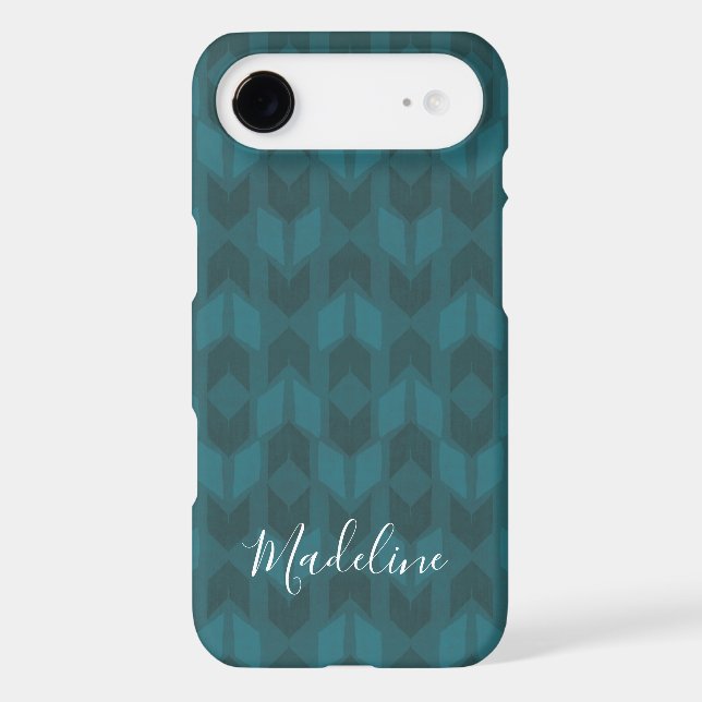 Add Your Name | Dark Teal Pattern Case-Mate iPhone Case (Back)