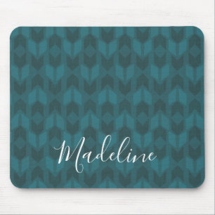 Add Your Name Dark Teal Pattern Mouse Mat