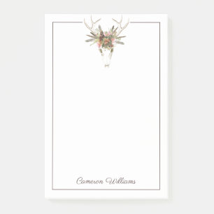 Add Your Name Deer Skull & Flowers Post-it Notes