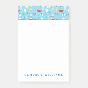 Add Your Name Dental Blue Pattern Post-it Notes