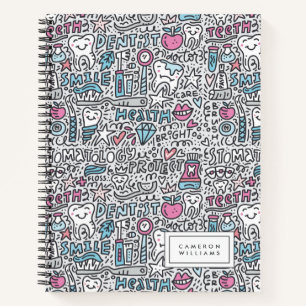 Add Your Name   Dental Cartoon Pattern Notebook
