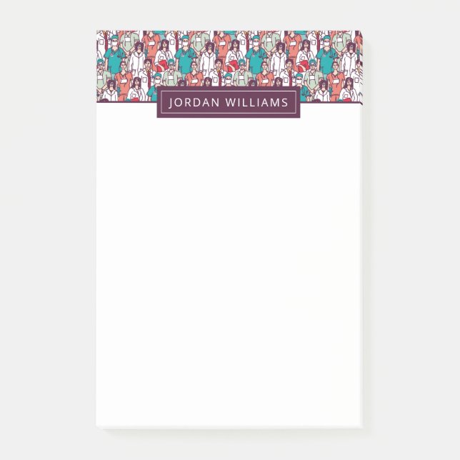 Add Your Name | Doctor & Surgeon Pattern Post-it Notes (Front)