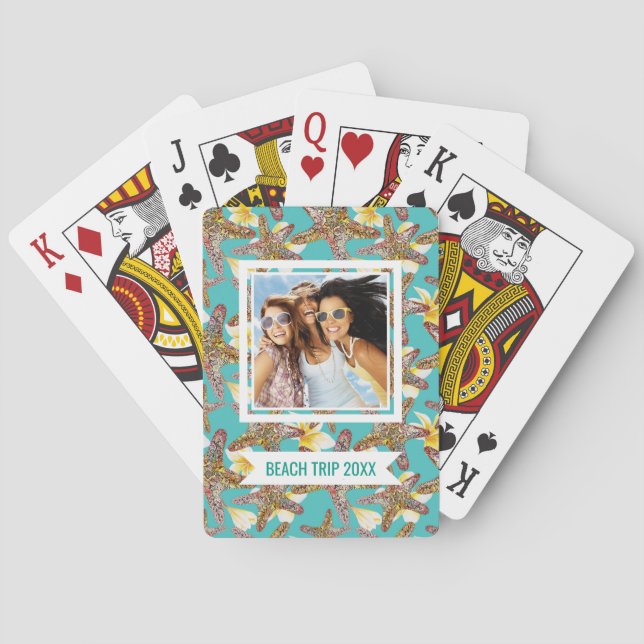 Add Your Name | Fanciful Starfish Pattern Playing Cards (Back)