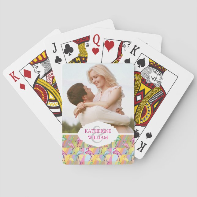 Add Your Name | Flamingo Parade Playing Cards (Back)