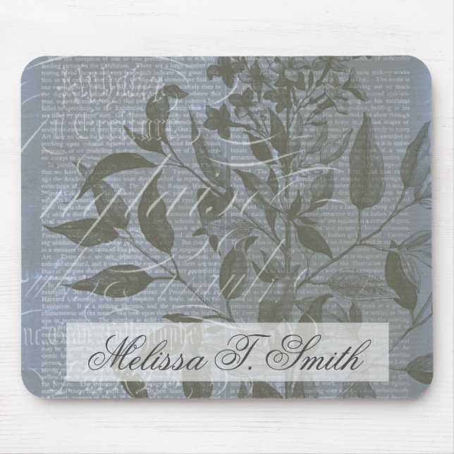 Add Your Name | Fleur de Bleu I Mouse Mat (Front)