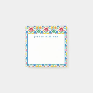 Add Your Name Floral Heart Folk Art Pattern Post-it Notes