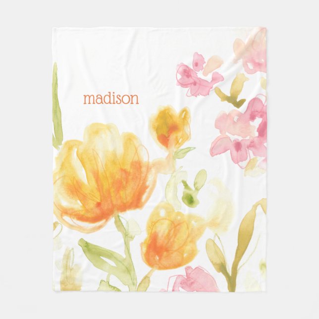 Add Your Name | Floral Song I Fleece Blanket (Front)