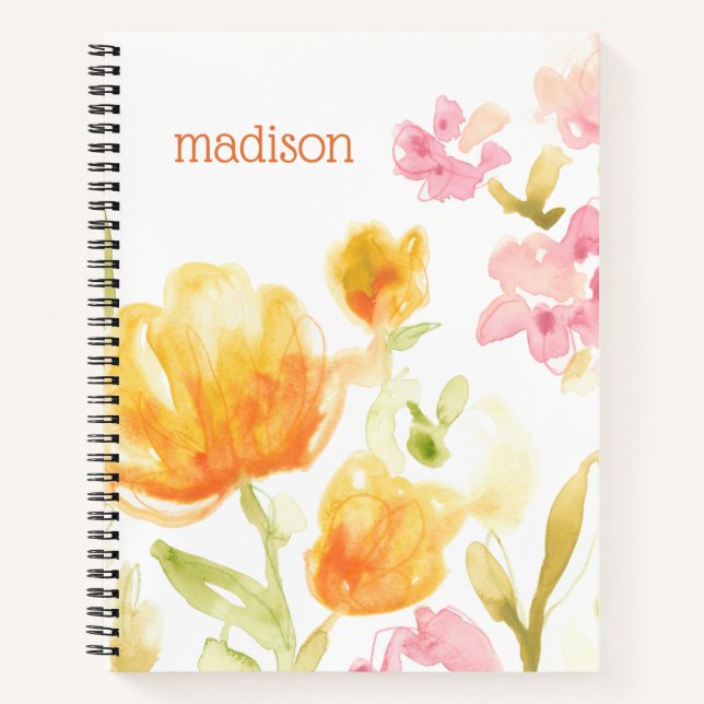 Add Your Name | Floral Song I Notebook (Front)