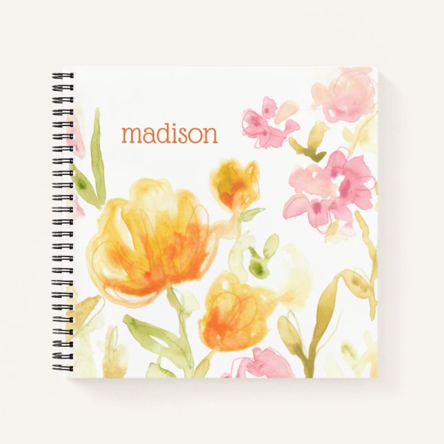 Add Your Name | Floral Song I Notebook (Front)