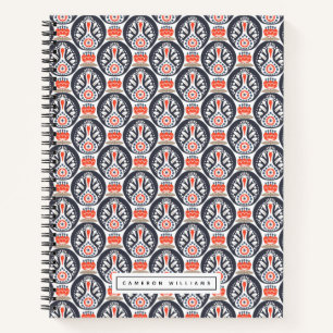 Add Your Name Floral Turkey Folk Art Pattern Notebook