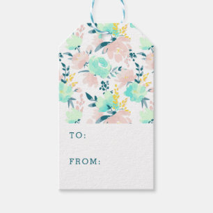 Add Your Name Floral Watercolor Pattern Gift Tags