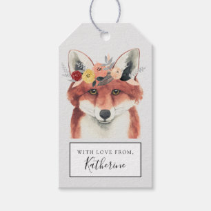 Add Your Name   Flower Crown Forester Fox Gift Tags