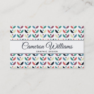 Add Your Name Folk Art Floral Geometric Pattern Business Card