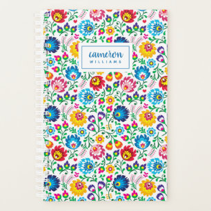 Add Your Name   Folk Art Flower Pattern Planner