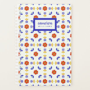 Add Your Name   Folk Art Neon Flower Geometric Planner