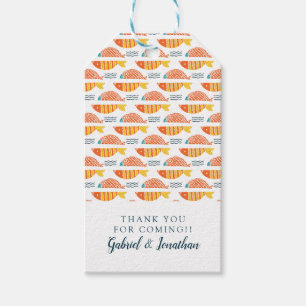 Add Your Name Folk Art Swimming Fish Pattern Gift Tags