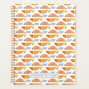 Add Your Name Folk Art Swimming Fish Pattern Planner