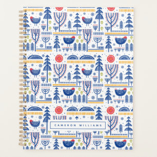 Add Your Name   Folk Art Winter Bird Pattern Planner