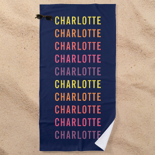 Add Your Name Fun Colour Gradient Beach Towel