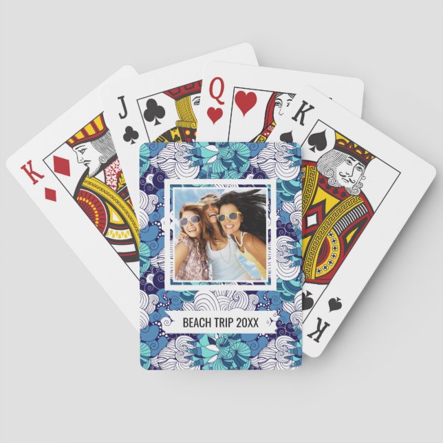 Add Your Name | Funky Seashell Pattern Playing Cards (Back)