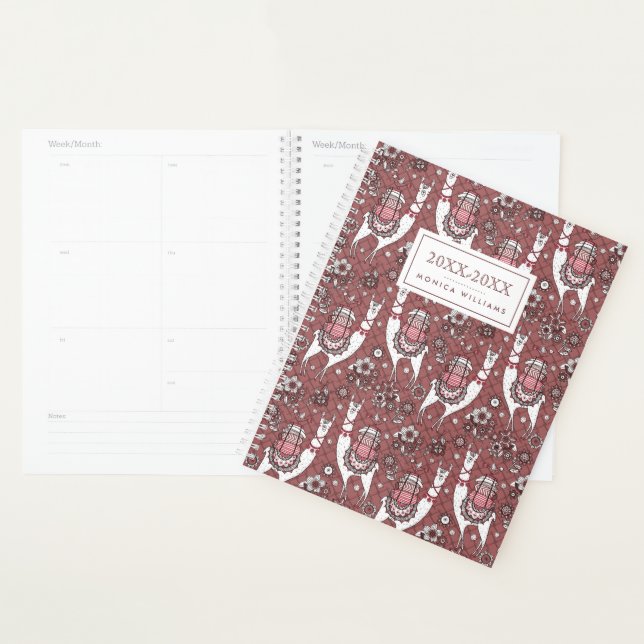 Add Your Name | Funny Llamas Pattern Planner (Display)