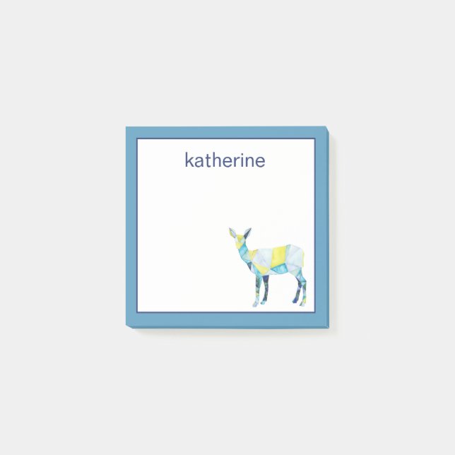 Add Your Name | Geometric Deer Animal Post-it Notes (Front)