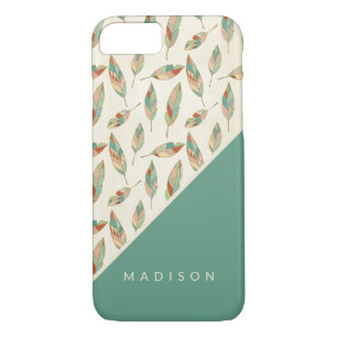 Add Your Name Geometric Feather Pattern iPhone 8/7 Case