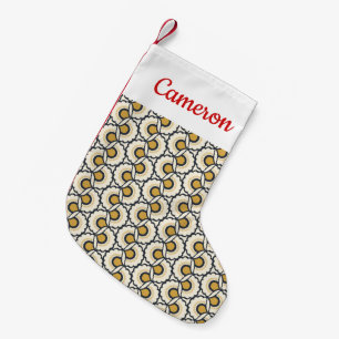 Add Your Name   Geometric Floral Pattern Small Christmas Stocking