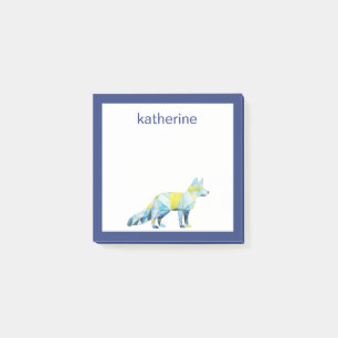 Add Your Name Geometric Fox Animal Post-it Notes