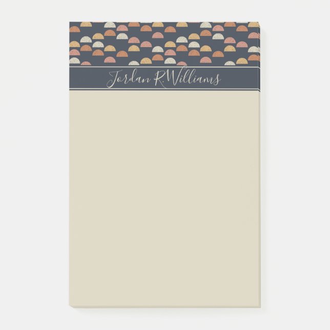 Add Your Name | Geometric Semi Circle Pattern Post-it Notes (Front)